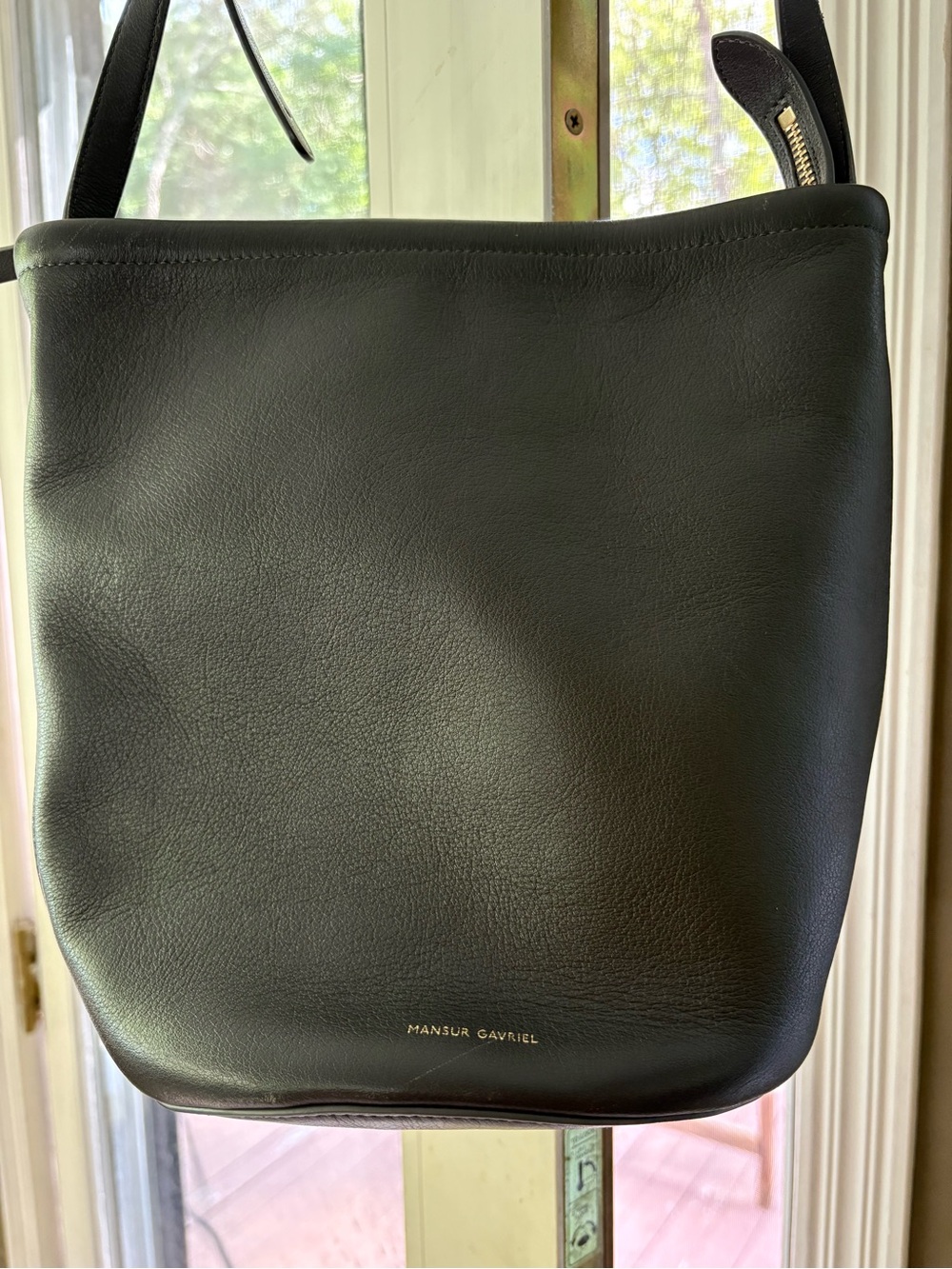 Mansur Gavriel Gray Leather Bucket Shoulder Bag